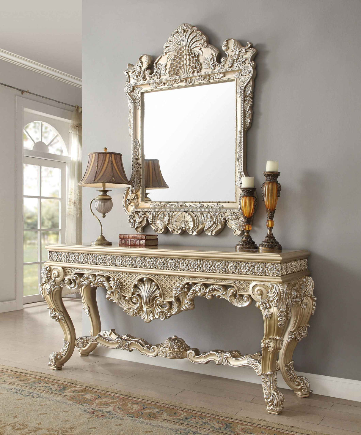 HD-8022 Champagne Gold 7-Piece Dining Room Set by Homey Design at Eve Furniture