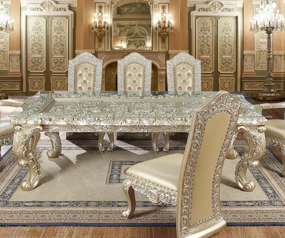 HD-8022 Champagne Gold Dining Table by Homey Design at Eve Furniture