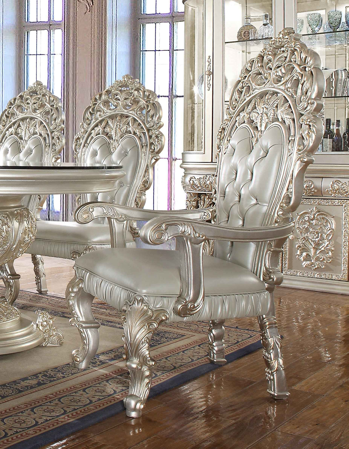 HD-8088 Metallic Silver/Gold Highlights 7-Piece Dining Room Set by Homey Design at Eve Furniture