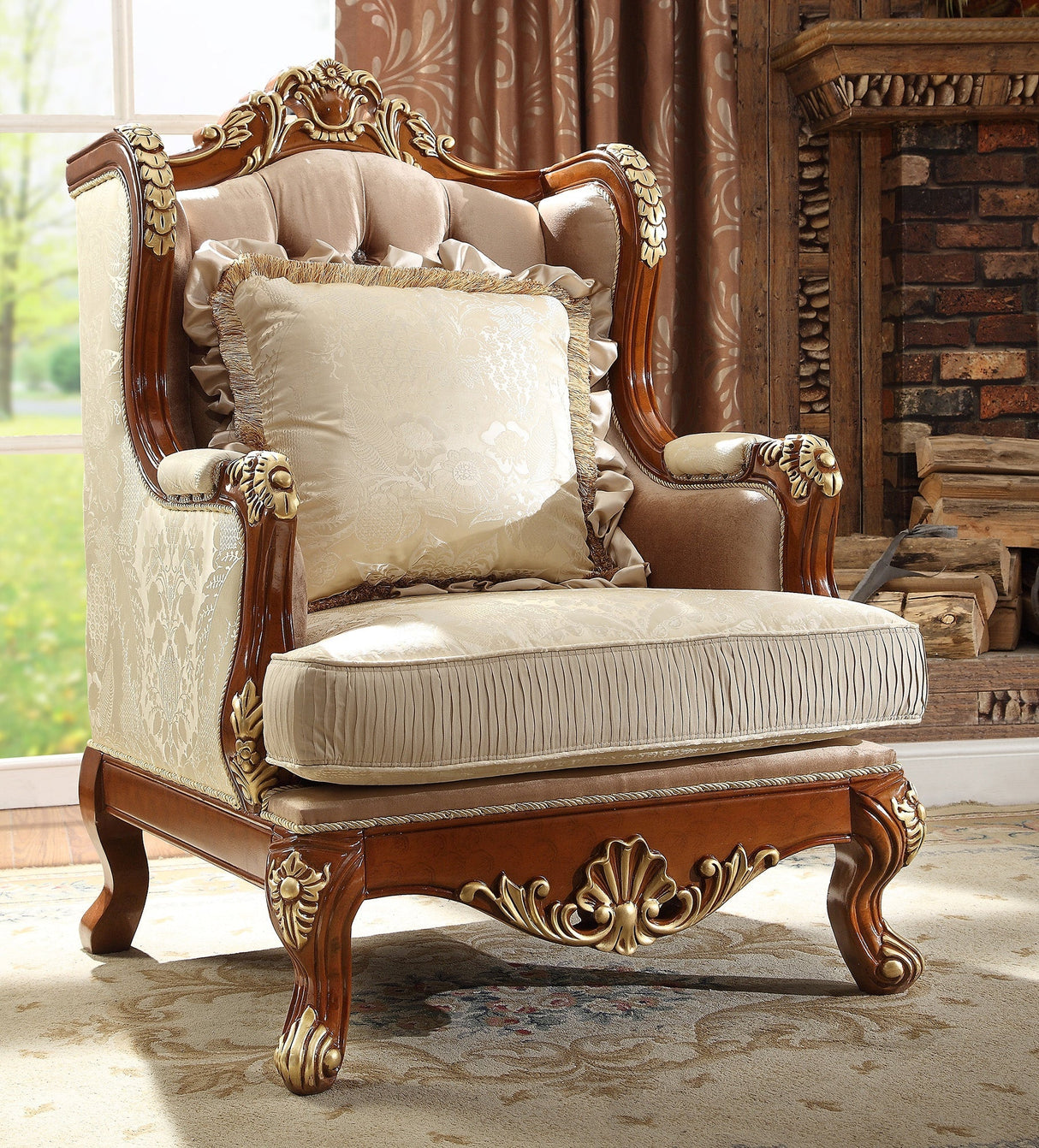 HD-821 Rich Brown Metallic Bright Gold Accent Chair by Homey Design at Eve Furniture