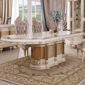 HD-9022 Antique Ivory/Cherry Inset/Gold Trim Dining Table by Homey Design at Eve Furniture