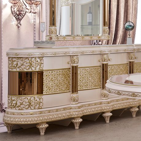 HD-9022 Antique Ivory/Gold Trim 7-Piece Dining Set by Homey Design at Eve Furniture