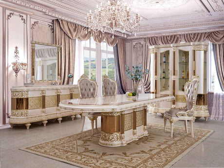 HD-9022 Antique Ivory/Gold Trim 7-Piece Dining Set by Homey Design at Eve Furniture