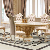 HD-903 Cream/Gold 7-Piece Dining Room Set by Homey Design at Eve Furniture