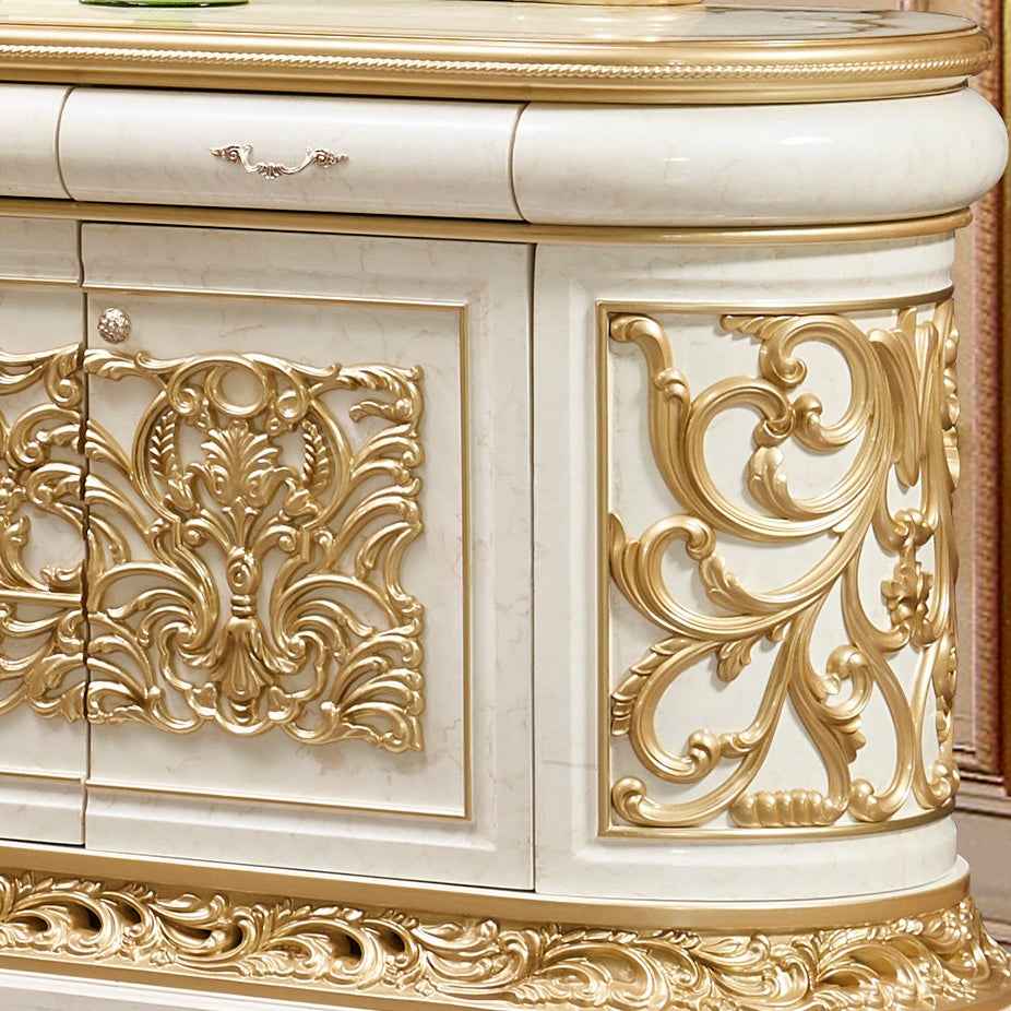HD-903 Cream/Gold 7-Piece Dining Room Set by Homey Design at Eve Furniture