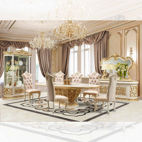 HD-903 Cream/Gold 7-Piece Dining Room Set by Homey Design at Eve Furniture