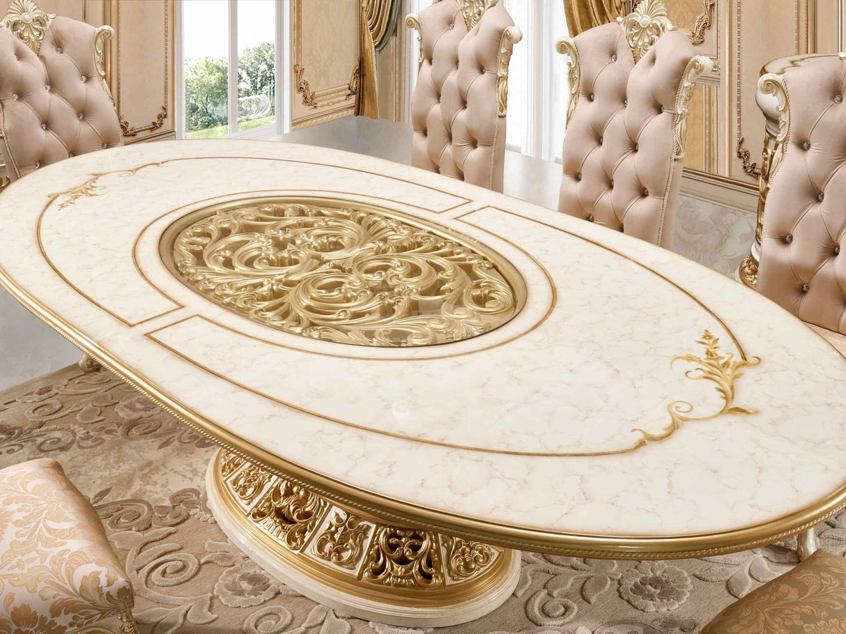 HD-903 Cream/Gold Dining Table by Homey Design at Eve Furniture
