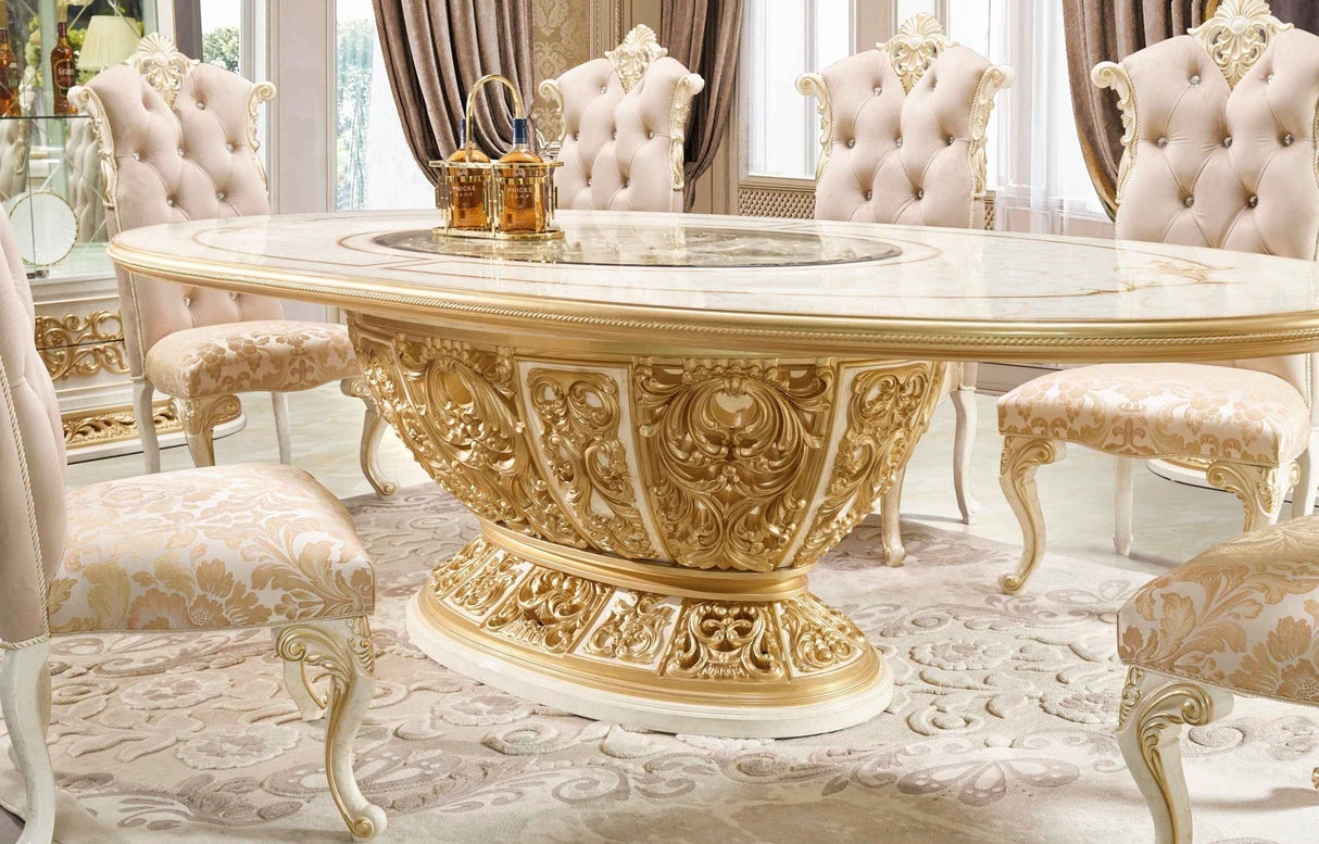 HD-903 Cream/Gold Dining Table by Homey Design at Eve Furniture