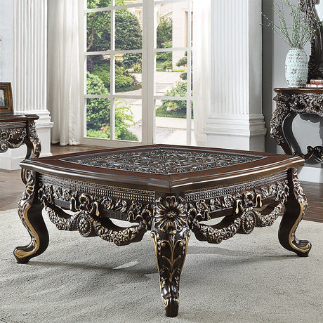 HD-905 Cherry/Metallic Antique Gold Highlights Coffee Table by Homey Design at Eve Furniture