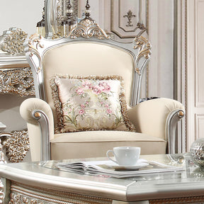 HD-91633 Metallic Silver Antique Gold Trim Chair by Homey Design at Eve Furniture