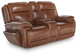 Healy Pier Chocolate Power Reclining Loveseat by Ashley at Eve Furniture