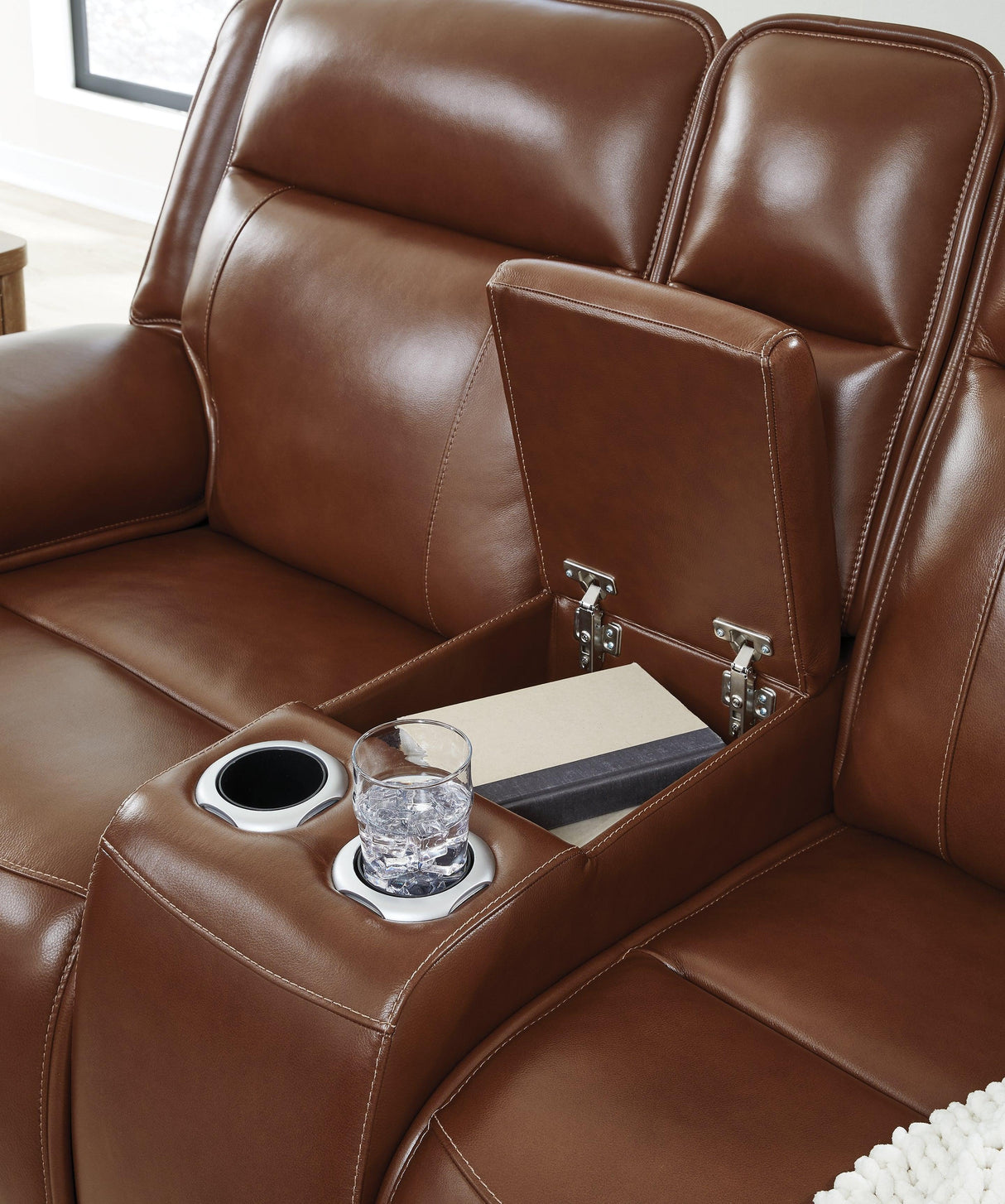 Healy Pier Chocolate Power Reclining Loveseat by Ashley at Eve Furniture