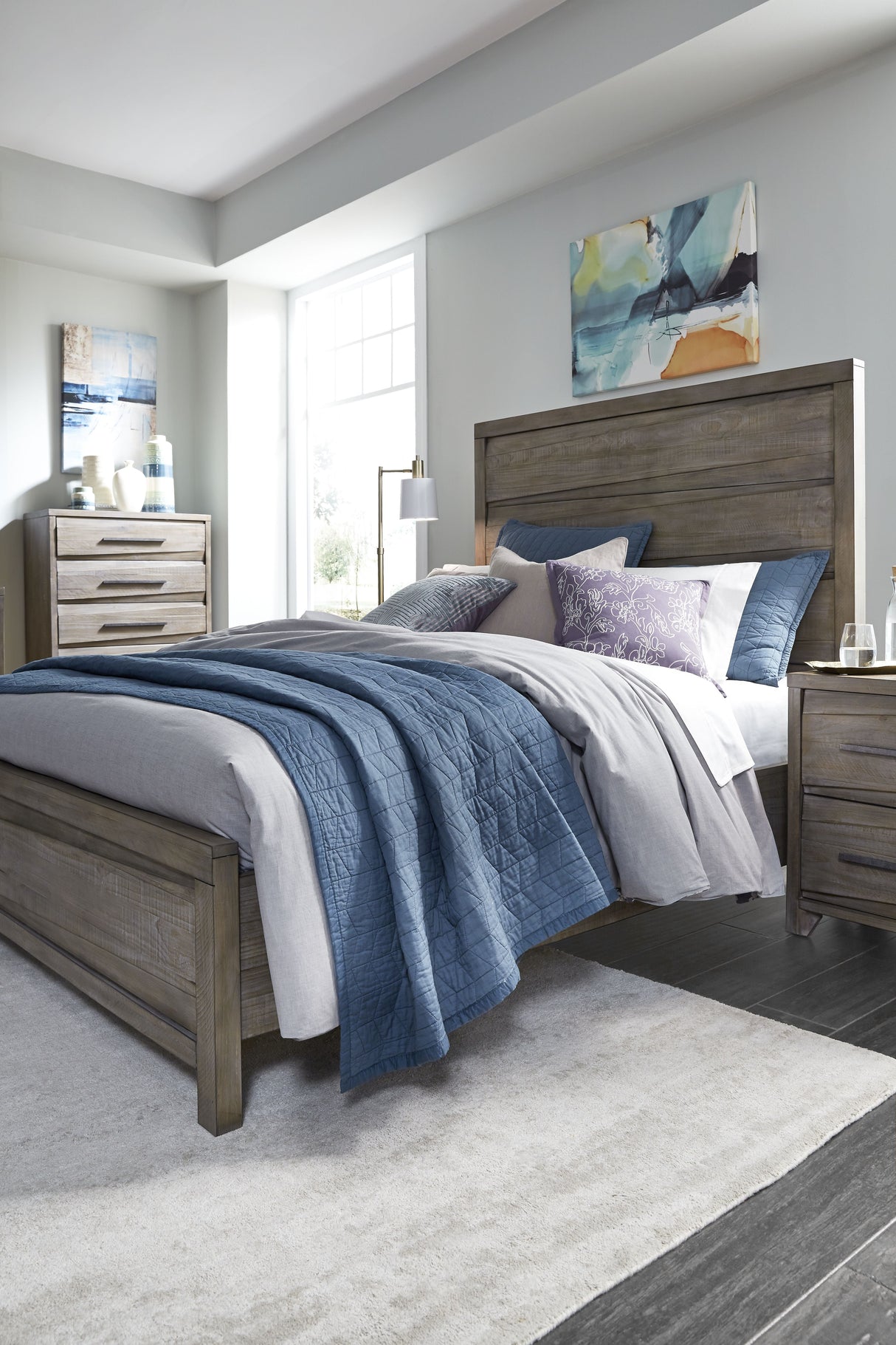 Hearst Solid Wood Full Panel Bed in Sahara Tan by Modus Furniture at Eve Furniture