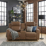 Hearth Brown Double Reclining Loveseat with Center Console by Homelegance at Eve Furniture
