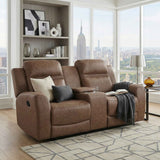 Hearth Brown Double Reclining Loveseat with Center Console by Homelegance at Eve Furniture