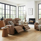 Hearth Brown Double Reclining Loveseat with Center Console by Homelegance at Eve Furniture