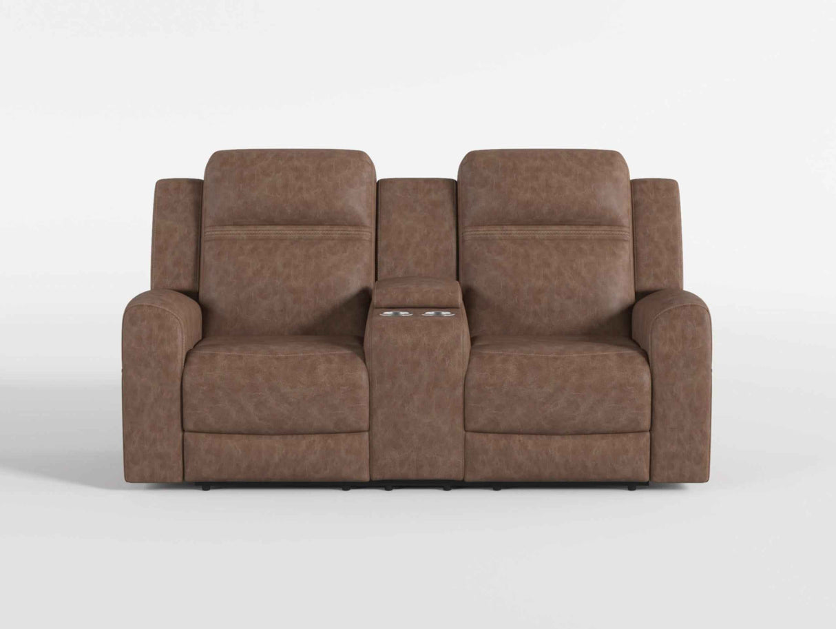 Hearth Brown Double Reclining Loveseat with Center Console by Homelegance at Eve Furniture