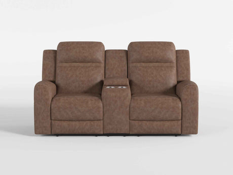 Hearth Brown Double Reclining Loveseat with Center Console by Homelegance at Eve Furniture