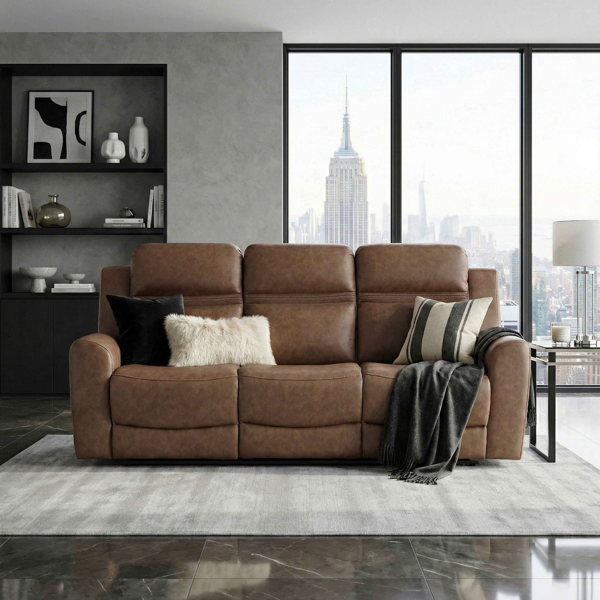 Hearth Brown Double Reclining Sofa by Homelegance at Eve Furniture