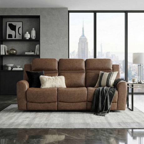 Hearth Brown Double Reclining Sofa by Homelegance at Eve Furniture