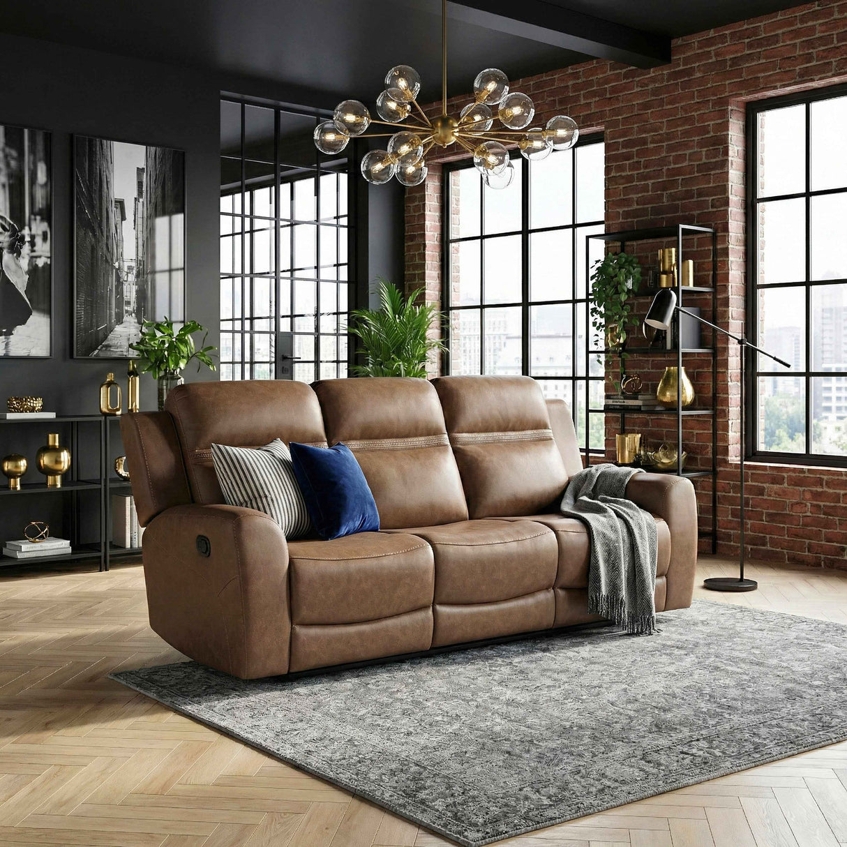 Hearth Brown Double Reclining Sofa by Homelegance at Eve Furniture