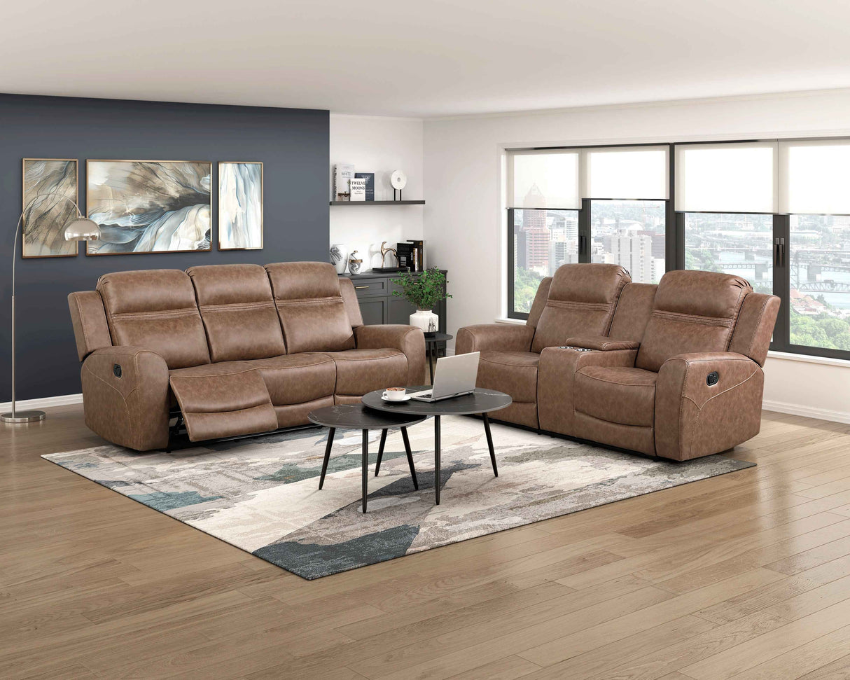 Hearth Brown Double Reclining Sofa by Homelegance at Eve Furniture