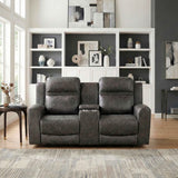 Hearth Charcoal Double Reclining Loveseat with Center Console by Homelegance at Eve Furniture