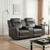 Hearth Charcoal Double Reclining Loveseat with Center Console by Homelegance at Eve Furniture