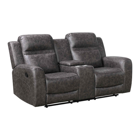 Hearth Charcoal Double Reclining Loveseat with Center Console by Homelegance at Eve Furniture