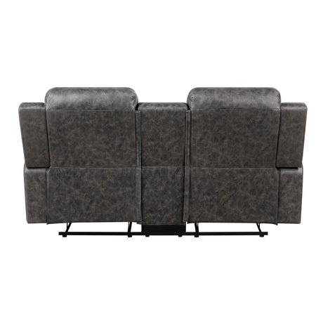 Hearth Charcoal Double Reclining Loveseat with Center Console by Homelegance at Eve Furniture