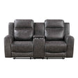 Hearth Charcoal Double Reclining Loveseat with Center Console by Homelegance at Eve Furniture