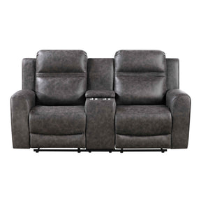 Hearth Charcoal Double Reclining Loveseat with Center Console by Homelegance at Eve Furniture