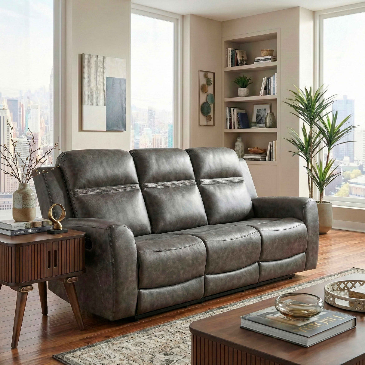 Hearth Charcoal Double Reclining Sofa by Homelegance at Eve Furniture
