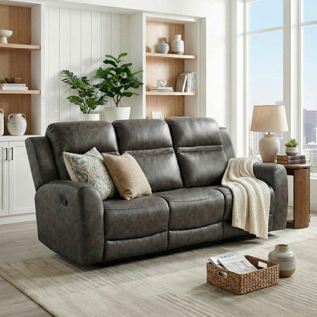 Hearth Charcoal Double Reclining Sofa by Homelegance at Eve Furniture