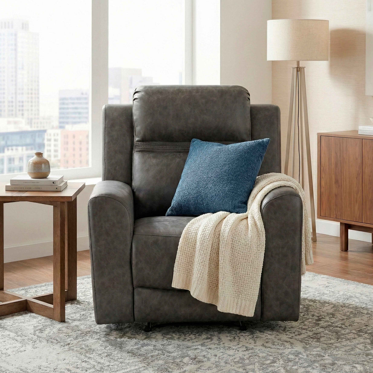Hearth Charcoal Reclining Chair by Homelegance at Eve Furniture