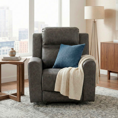 Hearth Charcoal Reclining Chair by Homelegance at Eve Furniture