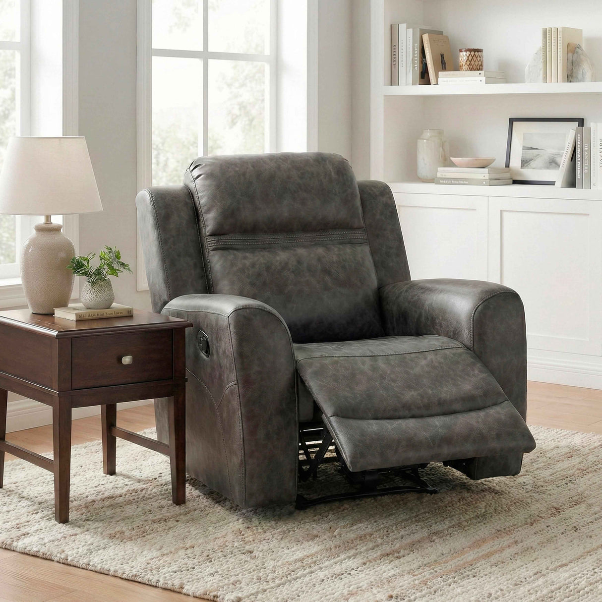 Hearth Charcoal Reclining Chair by Homelegance at Eve Furniture