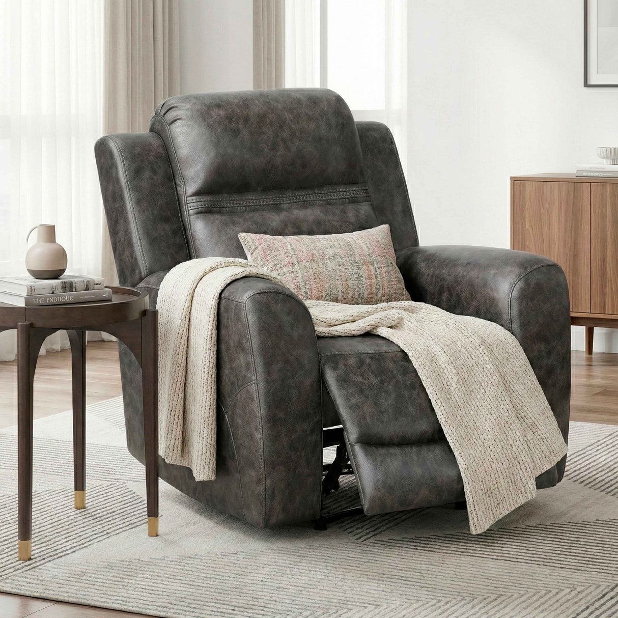 Hearth Charcoal Reclining Chair by Homelegance at Eve Furniture