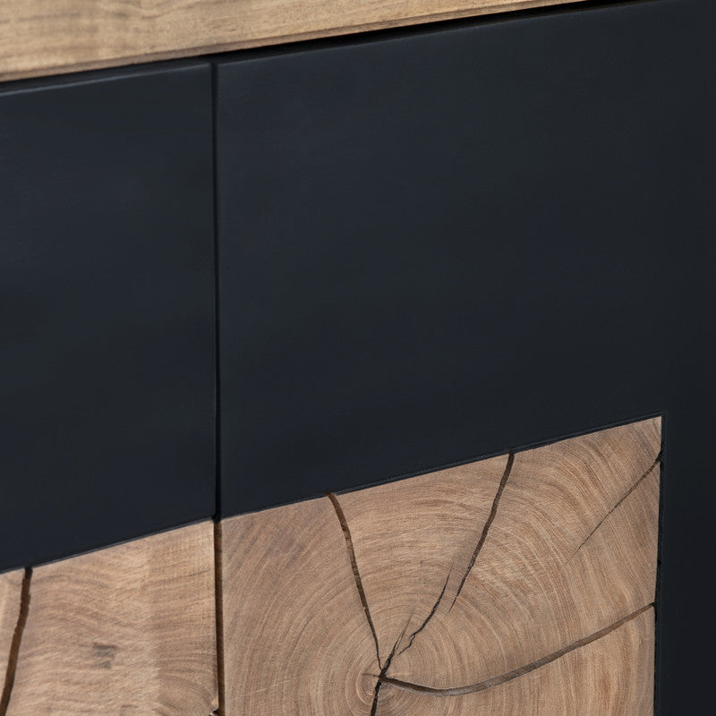 Heartwood Brown/Black Three-Door Console by Crestview at Eve Furniture