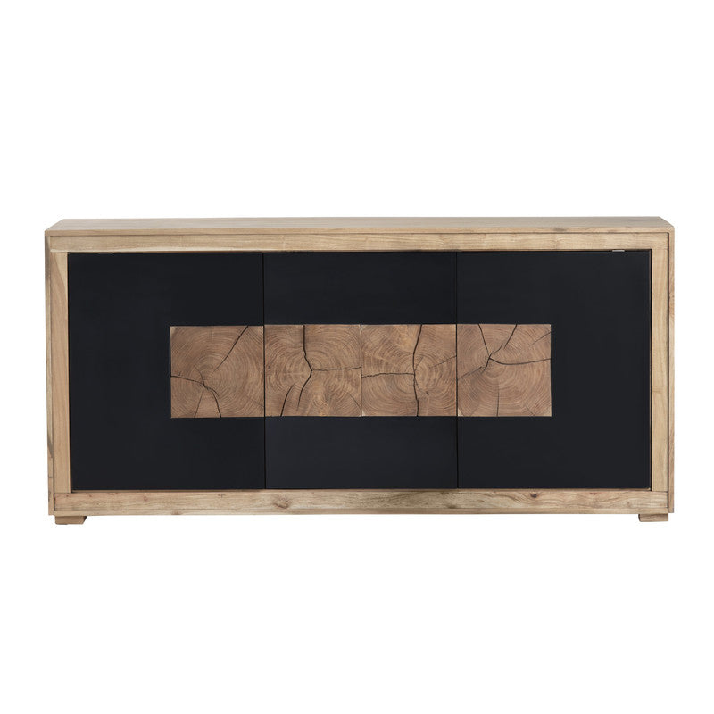 Heartwood Brown/Black Three-Door Console by Crestview at Eve Furniture