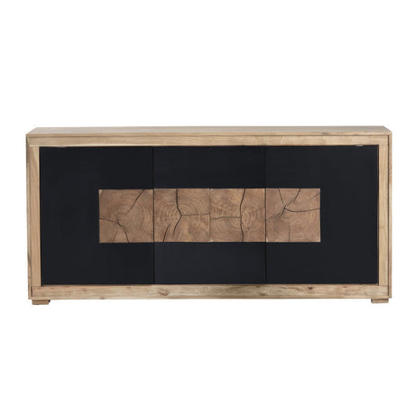 Heartwood Brown/Black Three-Door Console by Crestview at Eve Furniture