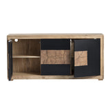 Heartwood Brown/Black Three-Door Console by Crestview at Eve Furniture