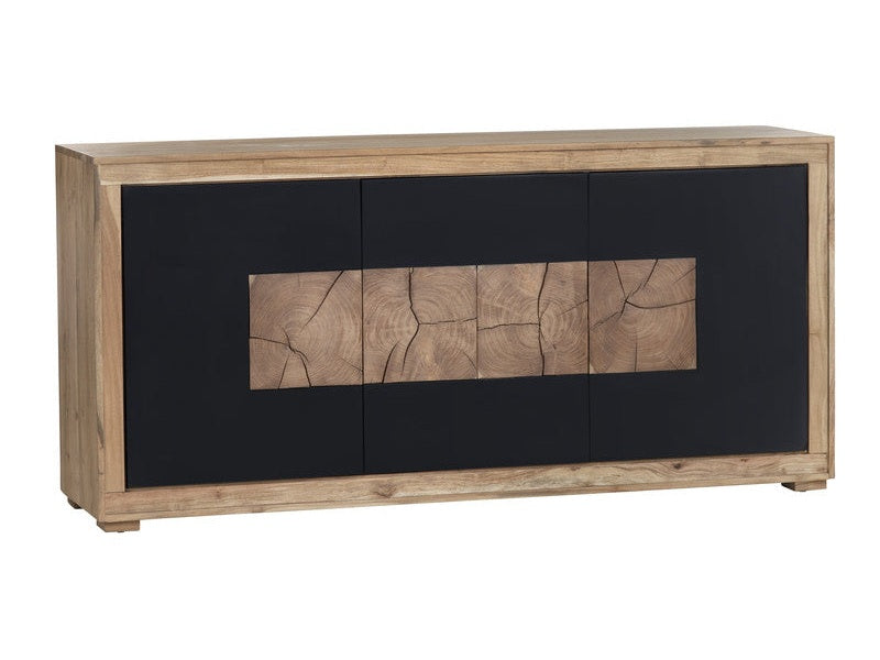 Heartwood Brown/Black Three-Door Console by Crestview at Eve Furniture