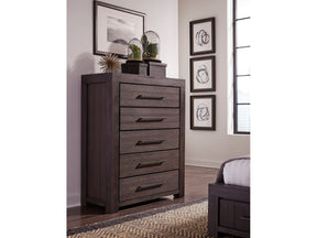 Heath Five Drawer Chest in Basalt Grey by Modus Furniture at Eve Furniture