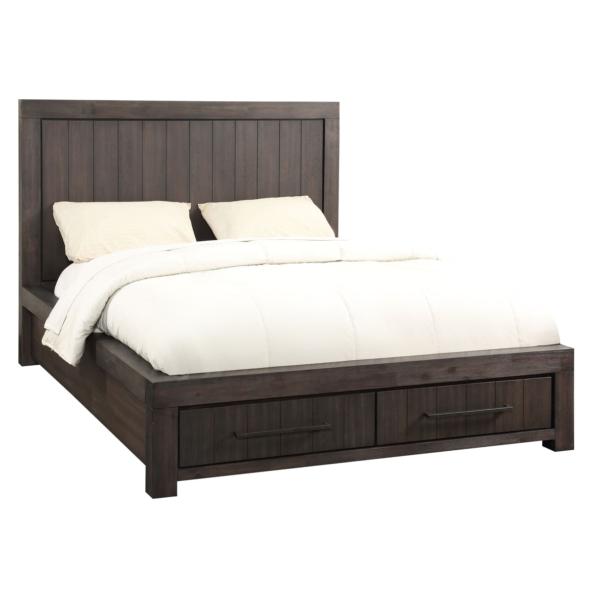 Heath Two Drawer Wood Queen Storage Bed in Basalt Grey by Modus Furniture at Eve Furniture