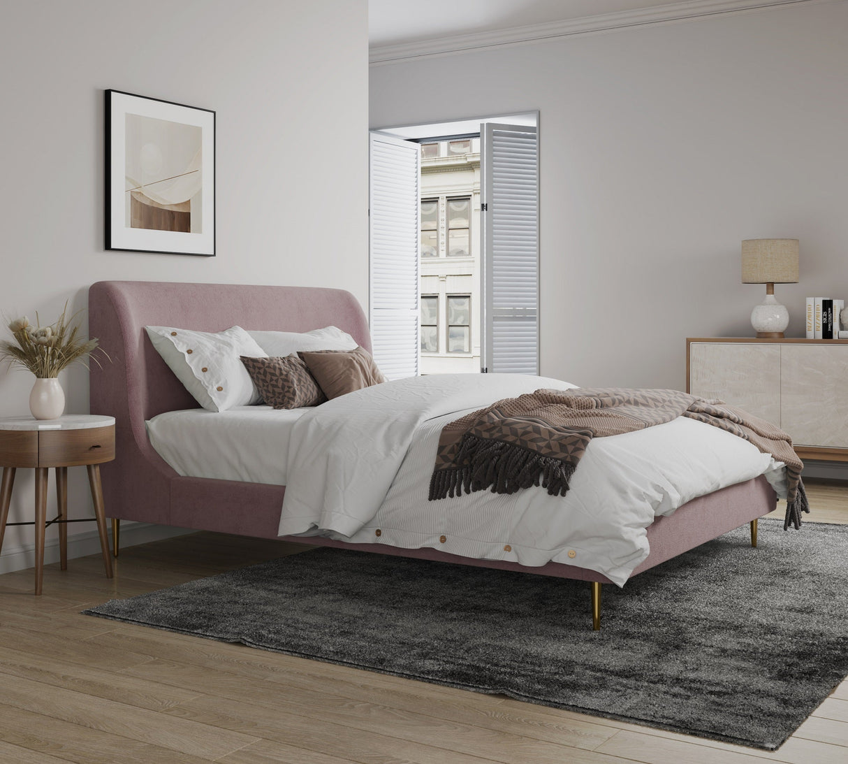 Heather Full-Size Bed in Blush by Manhattan Comfort at Eve Furniture