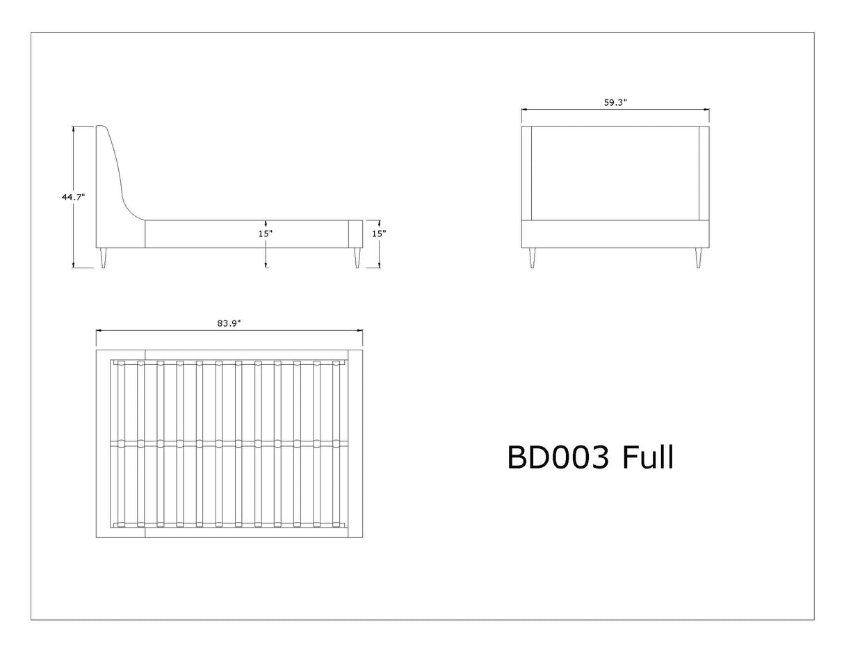 Heather Full-Size Bed in Grey by Manhattan Comfort at Eve Furniture