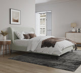 Heather Queen Bed in Cream and Black Legs by Manhattan Comfort at Eve Furniture