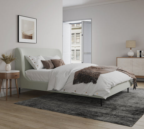 Heather Queen Bed in Cream and Black Legs by Manhattan Comfort at Eve Furniture