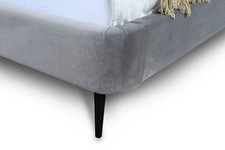 Heather Queen Bed in Grey and Black Legs by Manhattan Comfort at Eve Furniture